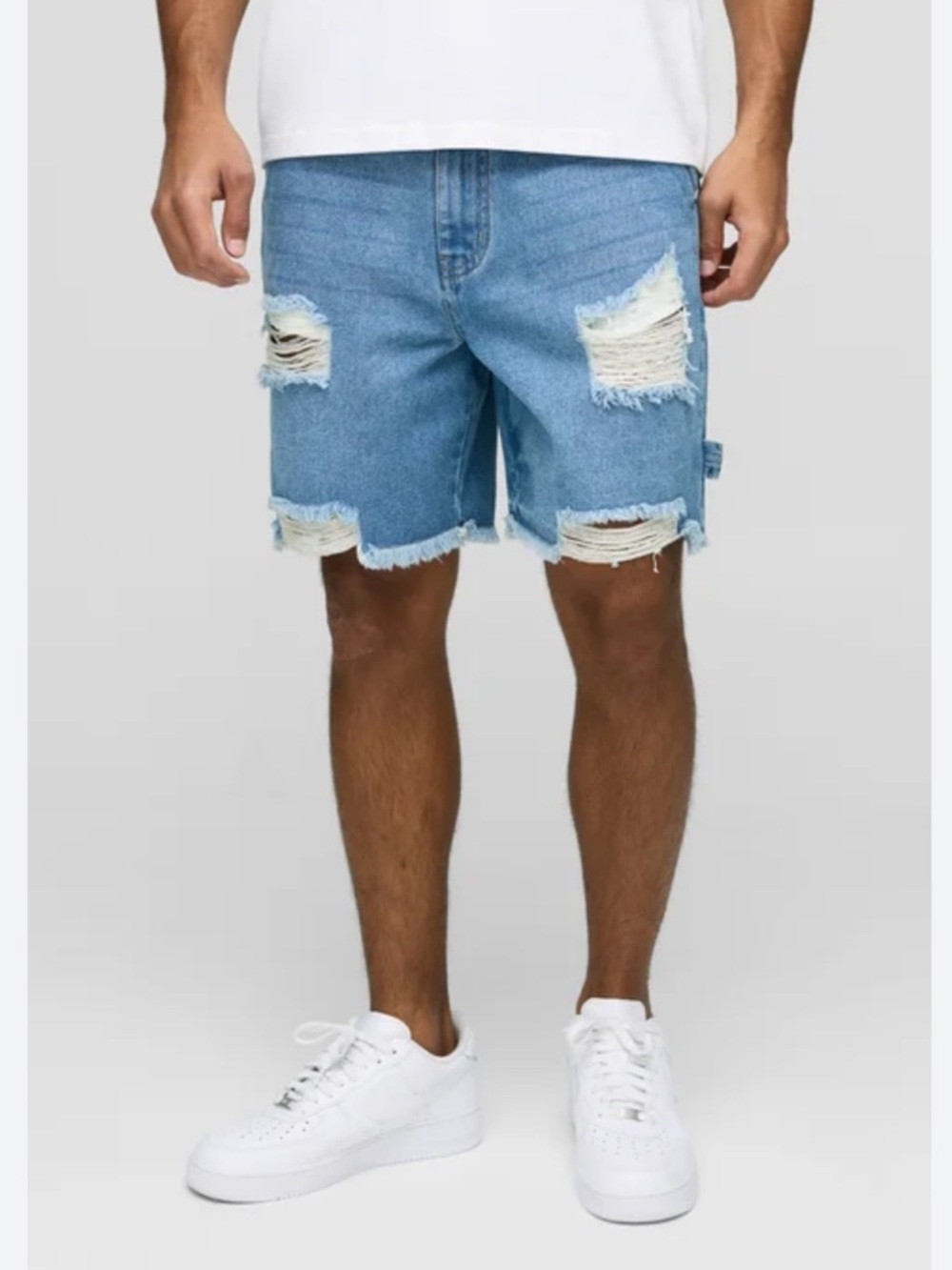 Boohoo Man Distressed Denim Shorts